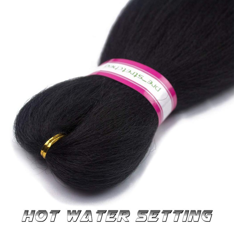 Dorsanee Natural Black Braiding Hair Pre Stretched 20 Inch 6 Packs Braiding Hair Extensions for Crochet Box Braids Twists Locs Hair Itch Free Soft Yaki Texture Hot Water Setting (20inch,#1B) - Image 5